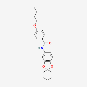 molecular formula C23H27NO4 B4958603 4-butoxy-N-spiro[1,3-benzodioxole-2,1'-cyclohexan]-5-ylbenzamide 