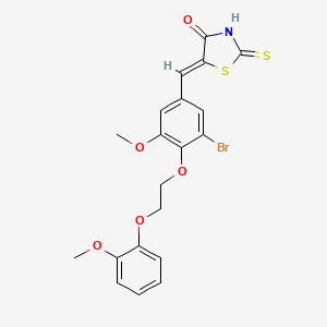 molecular formula C20H18BrNO5S2 B4958645 5-{3-bromo-5-methoxy-4-[2-(2-methoxyphenoxy)ethoxy]benzylidene}-2-thioxo-1,3-thiazolidin-4-one 