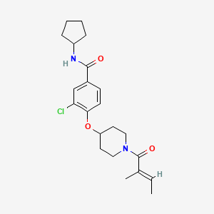 molecular formula C22H29ClN2O3 B4958658 3-chloro-N-cyclopentyl-4-({1-[(2E)-2-methyl-2-butenoyl]-4-piperidinyl}oxy)benzamide 