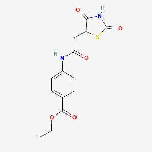 molecular formula C14H14N2O5S B4958666 ethyl 4-{[(2,4-dioxo-1,3-thiazolidin-5-yl)acetyl]amino}benzoate CAS No. 308294-47-5