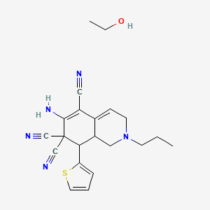 molecular formula C21H25N5OS B4958681 6-amino-2-propyl-8-(2-thienyl)-2,3,8,8a-tetrahydro-5,7,7(1H)-isoquinolinetricarbonitrile - ethanol (1:1) 