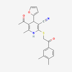 molecular formula C23H22N2O3S B4958688 5-acetyl-2-{[2-(3,4-dimethylphenyl)-2-oxoethyl]thio}-4-(2-furyl)-6-methyl-1,4-dihydro-3-pyridinecarbonitrile 
