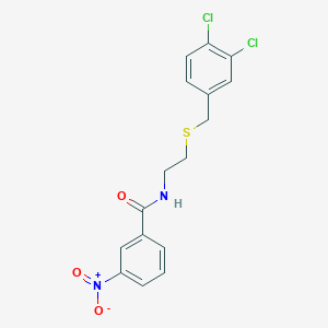 molecular formula C16H14Cl2N2O3S B4958751 N-{2-[(3,4-dichlorobenzyl)thio]ethyl}-3-nitrobenzamide 
