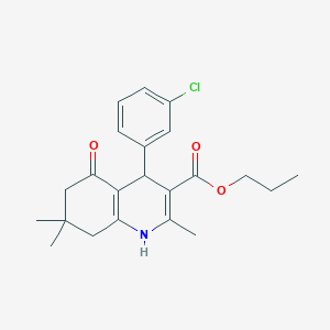 molecular formula C22H26ClNO3 B4958784 propyl 4-(3-chlorophenyl)-2,7,7-trimethyl-5-oxo-1,4,5,6,7,8-hexahydro-3-quinolinecarboxylate 