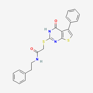 molecular formula C22H19N3O2S2 B4958792 2-[(4-hydroxy-5-phenylthieno[2,3-d]pyrimidin-2-yl)thio]-N-(2-phenylethyl)acetamide 