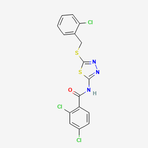 molecular formula C16H10Cl3N3OS2 B4958809 2,4-dichloro-N-{5-[(2-chlorobenzyl)thio]-1,3,4-thiadiazol-2-yl}benzamide 
