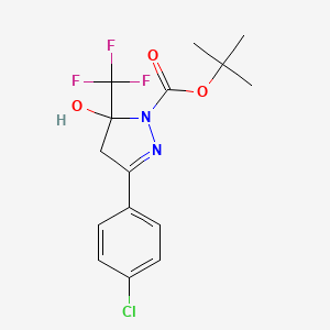 molecular formula C15H16ClF3N2O3 B4958825 tert-butyl 3-(4-chlorophenyl)-5-hydroxy-5-(trifluoromethyl)-4,5-dihydro-1H-pyrazole-1-carboxylate 