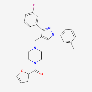 molecular formula C26H25FN4O2 B4958890 1-{[3-(3-fluorophenyl)-1-(3-methylphenyl)-1H-pyrazol-4-yl]methyl}-4-(2-furoyl)piperazine 