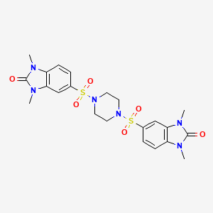 molecular formula C22H26N6O6S2 B4959023 5,5'-(1,4-piperazinediyldisulfonyl)bis(1,3-dimethyl-1,3-dihydro-2H-benzimidazol-2-one) 