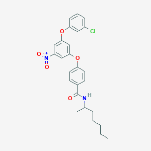 molecular formula C26H27ClN2O5 B4959029 4-[3-(3-chlorophenoxy)-5-nitrophenoxy]-N-(1-methylhexyl)benzamide 