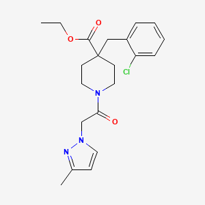 molecular formula C21H26ClN3O3 B4959101 ethyl 4-(2-chlorobenzyl)-1-[(3-methyl-1H-pyrazol-1-yl)acetyl]-4-piperidinecarboxylate 
