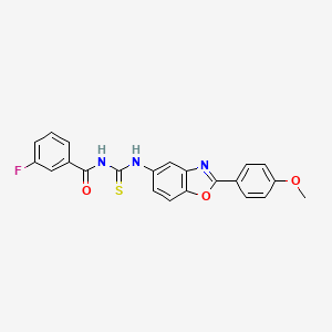 molecular formula C22H16FN3O3S B4959117 3-fluoro-N-({[2-(4-methoxyphenyl)-1,3-benzoxazol-5-yl]amino}carbonothioyl)benzamide 
