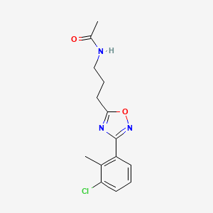 molecular formula C14H16ClN3O2 B4959136 N-{3-[3-(3-chloro-2-methylphenyl)-1,2,4-oxadiazol-5-yl]propyl}acetamide 