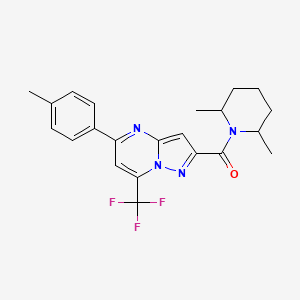 molecular formula C22H23F3N4O B4959143 2-[(2,6-dimethyl-1-piperidinyl)carbonyl]-5-(4-methylphenyl)-7-(trifluoromethyl)pyrazolo[1,5-a]pyrimidine 