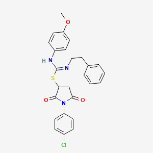 molecular formula C26H24ClN3O3S B4959149 1-(4-chlorophenyl)-2,5-dioxo-3-pyrrolidinyl N'-(4-methoxyphenyl)-N-(2-phenylethyl)imidothiocarbamate 