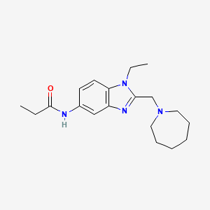 molecular formula C19H28N4O B4959209 N-[2-(1-azepanylmethyl)-1-ethyl-1H-benzimidazol-5-yl]propanamide 