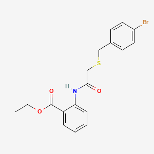 molecular formula C18H18BrNO3S B4959237 ethyl 2-({[(4-bromobenzyl)thio]acetyl}amino)benzoate 