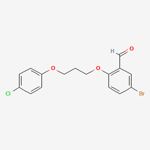 molecular formula C16H14BrClO3 B4959242 5-bromo-2-[3-(4-chlorophenoxy)propoxy]benzaldehyde 