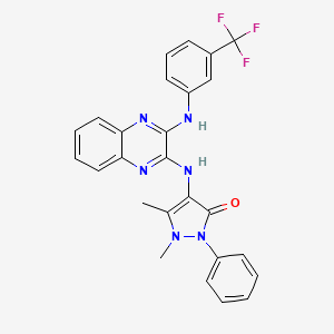 molecular formula C26H21F3N6O B4959260 1,5-dimethyl-2-phenyl-4-[(3-{[3-(trifluoromethyl)phenyl]amino}-2-quinoxalinyl)amino]-1,2-dihydro-3H-pyrazol-3-one 