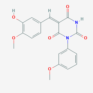 molecular formula C19H16N2O6 B4959265 5-(3-hydroxy-4-methoxybenzylidene)-1-(3-methoxyphenyl)-2,4,6(1H,3H,5H)-pyrimidinetrione 