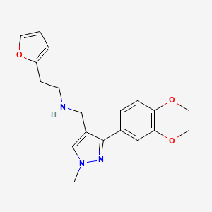 molecular formula C19H21N3O3 B4959273 N-{[3-(2,3-dihydro-1,4-benzodioxin-6-yl)-1-methyl-1H-pyrazol-4-yl]methyl}-2-(2-furyl)ethanamine 