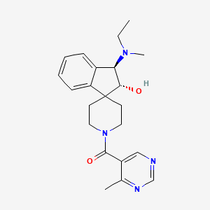 molecular formula C22H28N4O2 B4959280 (2R*,3R*)-3-[ethyl(methyl)amino]-1'-[(4-methyl-5-pyrimidinyl)carbonyl]-2,3-dihydrospiro[indene-1,4'-piperidin]-2-ol 