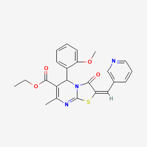 molecular formula C23H21N3O4S B4959330 ethyl 5-(2-methoxyphenyl)-7-methyl-3-oxo-2-(3-pyridinylmethylene)-2,3-dihydro-5H-[1,3]thiazolo[3,2-a]pyrimidine-6-carboxylate 