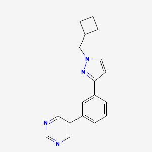molecular formula C18H18N4 B4959341 5-{3-[1-(cyclobutylmethyl)-1H-pyrazol-3-yl]phenyl}pyrimidine 