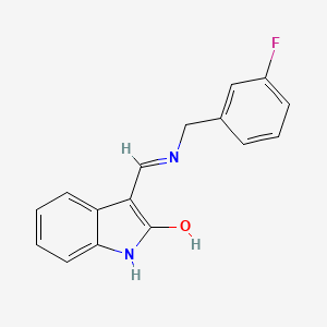 molecular formula C16H13FN2O B4959410 3-{[(3-fluorobenzyl)amino]methylene}-1,3-dihydro-2H-indol-2-one 