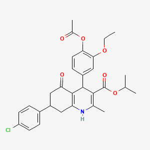 molecular formula C30H32ClNO6 B4959434 isopropyl 4-[4-(acetyloxy)-3-ethoxyphenyl]-7-(4-chlorophenyl)-2-methyl-5-oxo-1,4,5,6,7,8-hexahydro-3-quinolinecarboxylate 