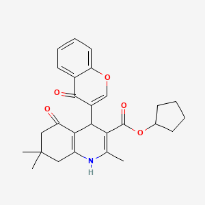 cyclopentyl 2,7,7-trimethyl-5-oxo-4-(4-oxo-4H-chromen-3-yl)-1,4,5,6,7,8-hexahydro-3-quinolinecarboxylate