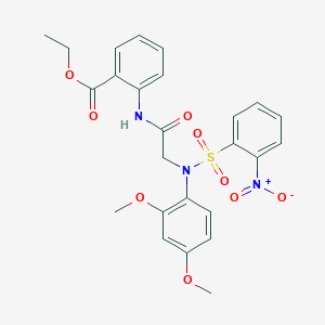 molecular formula C25H25N3O9S B4959471 ethyl 2-({N-(2,4-dimethoxyphenyl)-N-[(2-nitrophenyl)sulfonyl]glycyl}amino)benzoate 