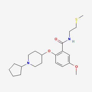 molecular formula C21H32N2O3S B4959504 2-[(1-cyclopentyl-4-piperidinyl)oxy]-5-methoxy-N-[2-(methylthio)ethyl]benzamide 