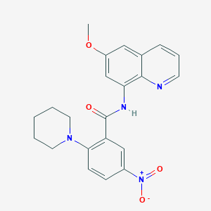 molecular formula C22H22N4O4 B4959550 N-(6-methoxy-8-quinolinyl)-5-nitro-2-(1-piperidinyl)benzamide 