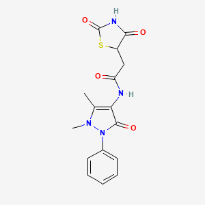 molecular formula C16H16N4O4S B4959561 N-(1,5-dimethyl-3-oxo-2-phenyl-2,3-dihydro-1H-pyrazol-4-yl)-2-(2,4-dioxo-1,3-thiazolidin-5-yl)acetamide 