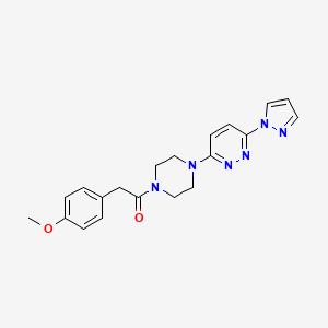 molecular formula C20H22N6O2 B4959624 3-{4-[(4-methoxyphenyl)acetyl]-1-piperazinyl}-6-(1H-pyrazol-1-yl)pyridazine 