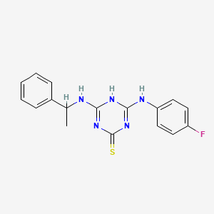 molecular formula C17H16FN5S B4959638 4-[(4-fluorophenyl)amino]-6-[(1-phenylethyl)amino]-1,3,5-triazine-2-thiol 