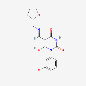 molecular formula C17H19N3O5 B4959655 1-(3-methoxyphenyl)-5-{[(tetrahydro-2-furanylmethyl)amino]methylene}-2,4,6(1H,3H,5H)-pyrimidinetrione 