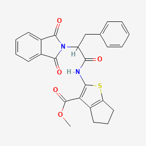 molecular formula C26H22N2O5S B4959662 methyl 2-{[2-(1,3-dioxo-1,3-dihydro-2H-isoindol-2-yl)-3-phenylpropanoyl]amino}-5,6-dihydro-4H-cyclopenta[b]thiophene-3-carboxylate 