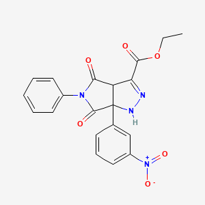 molecular formula C20H16N4O6 B4959663 ethyl 6a-(3-nitrophenyl)-4,6-dioxo-5-phenyl-1,3a,4,5,6,6a-hexahydropyrrolo[3,4-c]pyrazole-3-carboxylate 