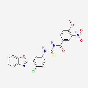 molecular formula C22H15ClN4O5S B4959666 N-({[3-(1,3-benzoxazol-2-yl)-4-chlorophenyl]amino}carbonothioyl)-4-methoxy-3-nitrobenzamide 