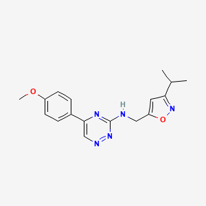 molecular formula C17H19N5O2 B4959737 N-[(3-isopropyl-5-isoxazolyl)methyl]-5-(4-methoxyphenyl)-1,2,4-triazin-3-amine 