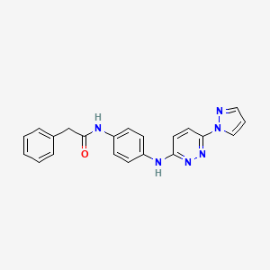 molecular formula C21H18N6O B4959757 2-phenyl-N-(4-{[6-(1H-pyrazol-1-yl)-3-pyridazinyl]amino}phenyl)acetamide 
