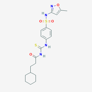 molecular formula C20H26N4O4S2 B495977 4-({[(3-cyclohexylpropanoyl)amino]carbothioyl}amino)-N-(5-methyl-3-isoxazolyl)benzenesulfonamide 
