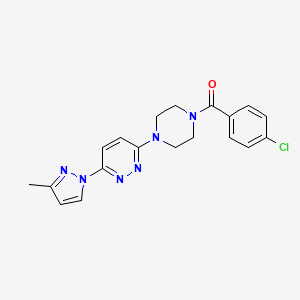 molecular formula C19H19ClN6O B4959774 3-[4-(4-chlorobenzoyl)-1-piperazinyl]-6-(3-methyl-1H-pyrazol-1-yl)pyridazine 
