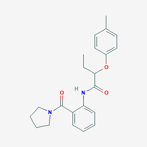 molecular formula C22H26N2O3 B495978 2-(4-methylphenoxy)-N-[2-(1-pyrrolidinylcarbonyl)phenyl]butanamide 