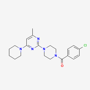 molecular formula C21H26ClN5O B4959784 2-[4-(4-chlorobenzoyl)-1-piperazinyl]-4-methyl-6-(1-piperidinyl)pyrimidine 