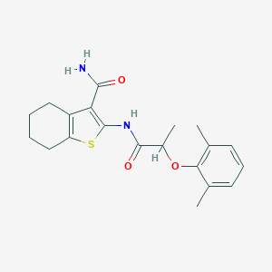 molecular formula C20H24N2O3S B495980 2-{[2-(2,6-Dimethylphenoxy)propanoyl]amino}-4,5,6,7-tetrahydro-1-benzothiophene-3-carboxamide 