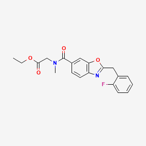 molecular formula C20H19FN2O4 B4959809 ethyl N-{[2-(2-fluorobenzyl)-1,3-benzoxazol-6-yl]carbonyl}-N-methylglycinate 