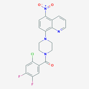 molecular formula C20H15ClF2N4O3 B4959845 8-[4-(2-chloro-4,5-difluorobenzoyl)-1-piperazinyl]-5-nitroquinoline 